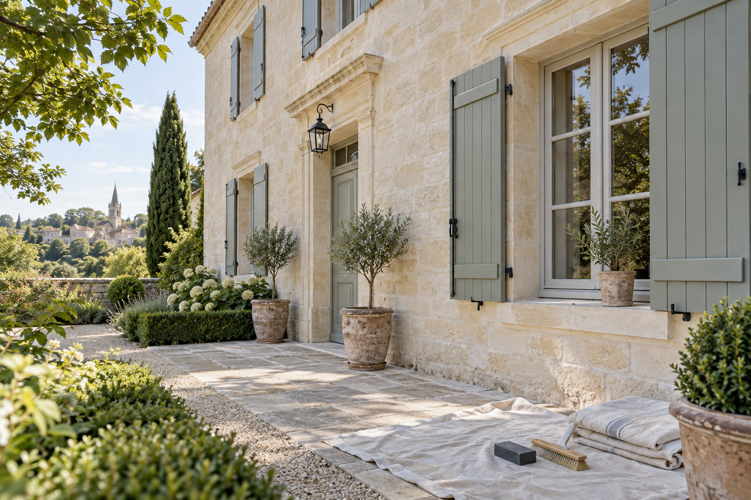 Façade et volets rénovés à Fargues-Saint-Hilaire près de Camblanes